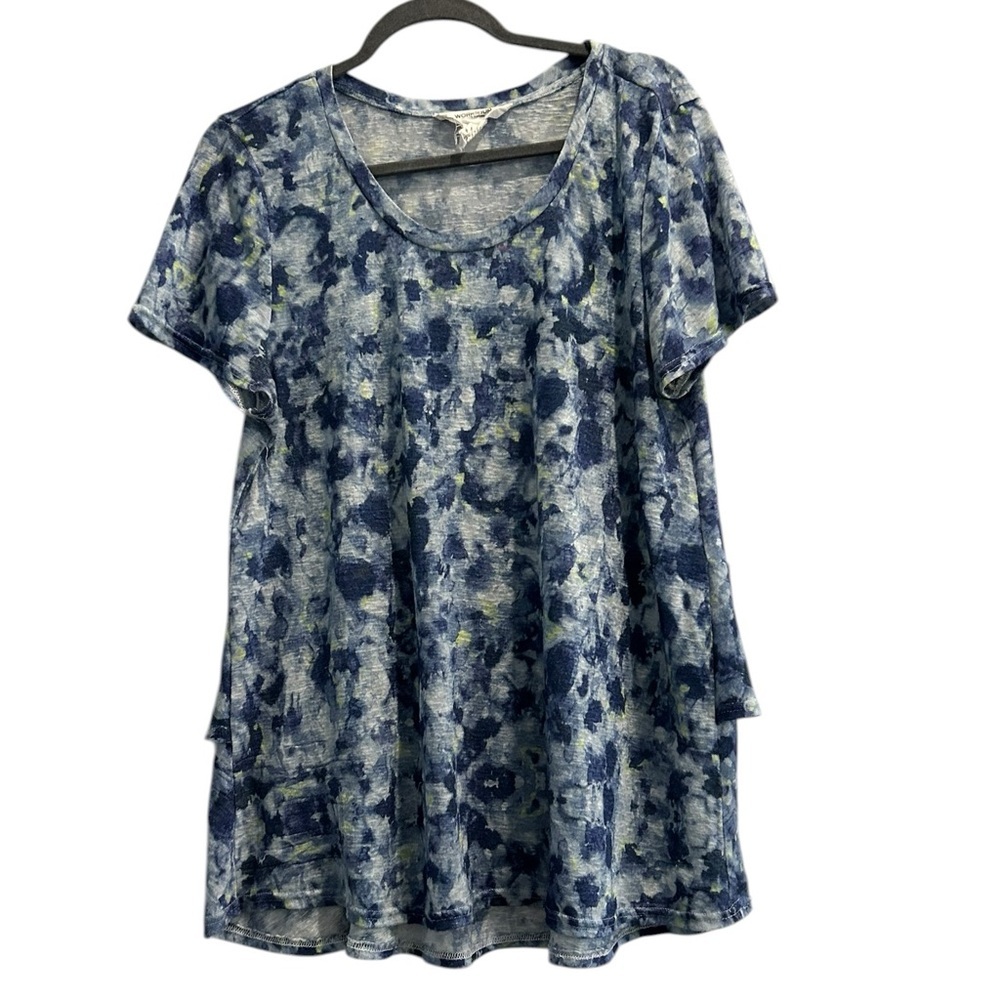 Workshop Republic Clothing Blue Floral-Print Short Sleeve Tee Sz XL